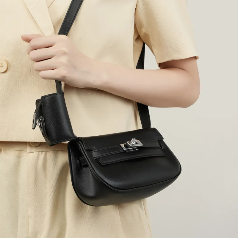 BEMIX PETS Cow Leather Crossbody Bag Small Size Women's Black-2