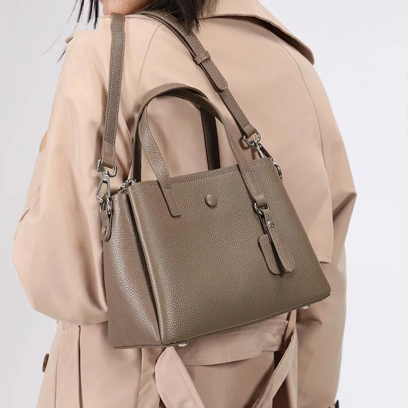 BEMIX PETS Cow Leather Handbag Regular Women's Elephant Gray-2