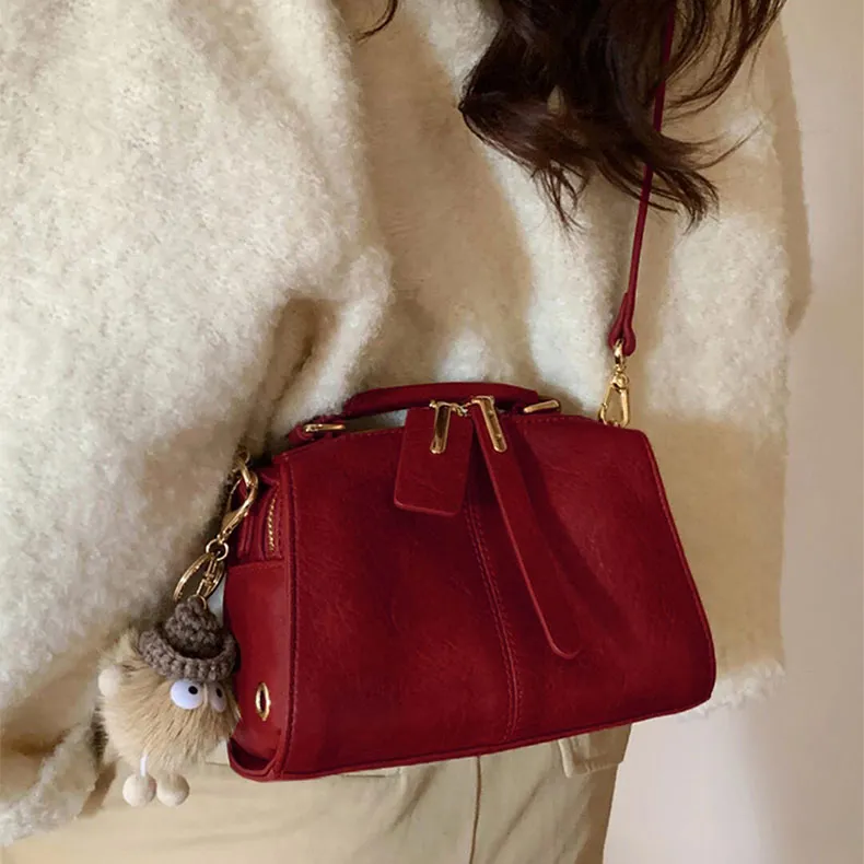 BEMIX PETS PU Shoulder Bag, Crossbody Bag Medium Size Women's Red-1