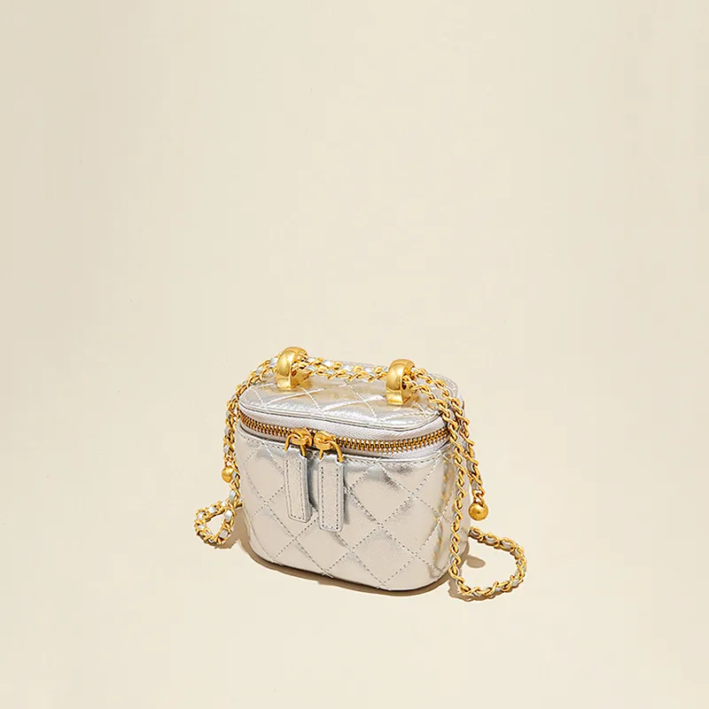BEMIX PETS Cow Leather Crossbody Bag Women's Silver-3
