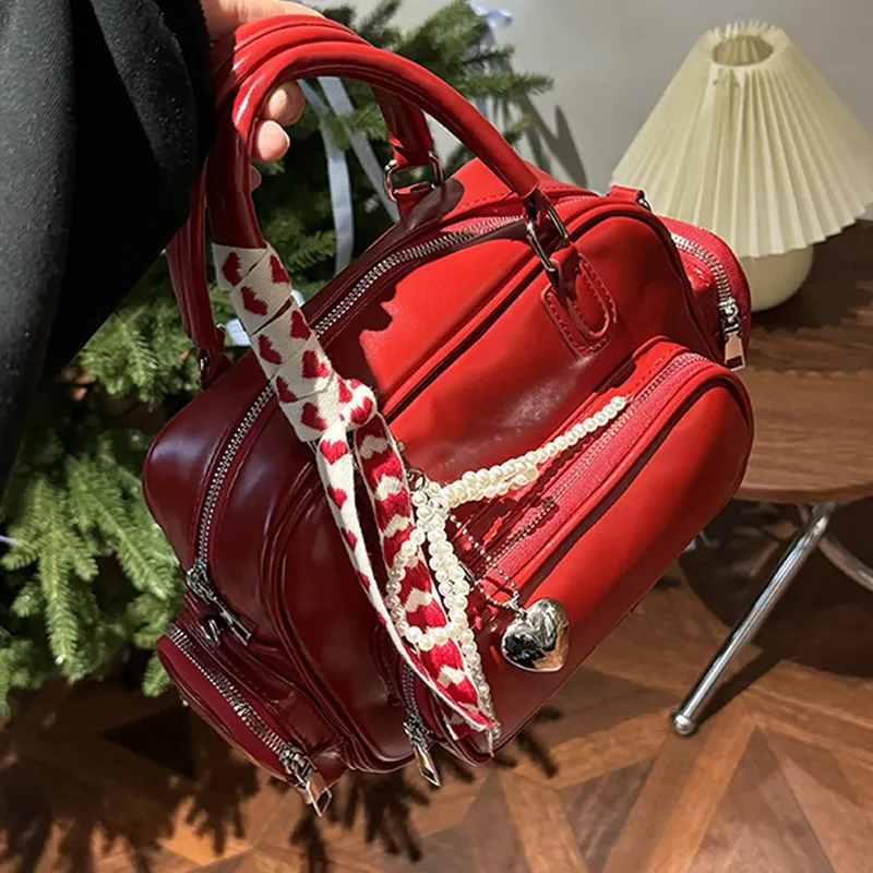 BEMIX PETS PU Handbag Women's Red-2