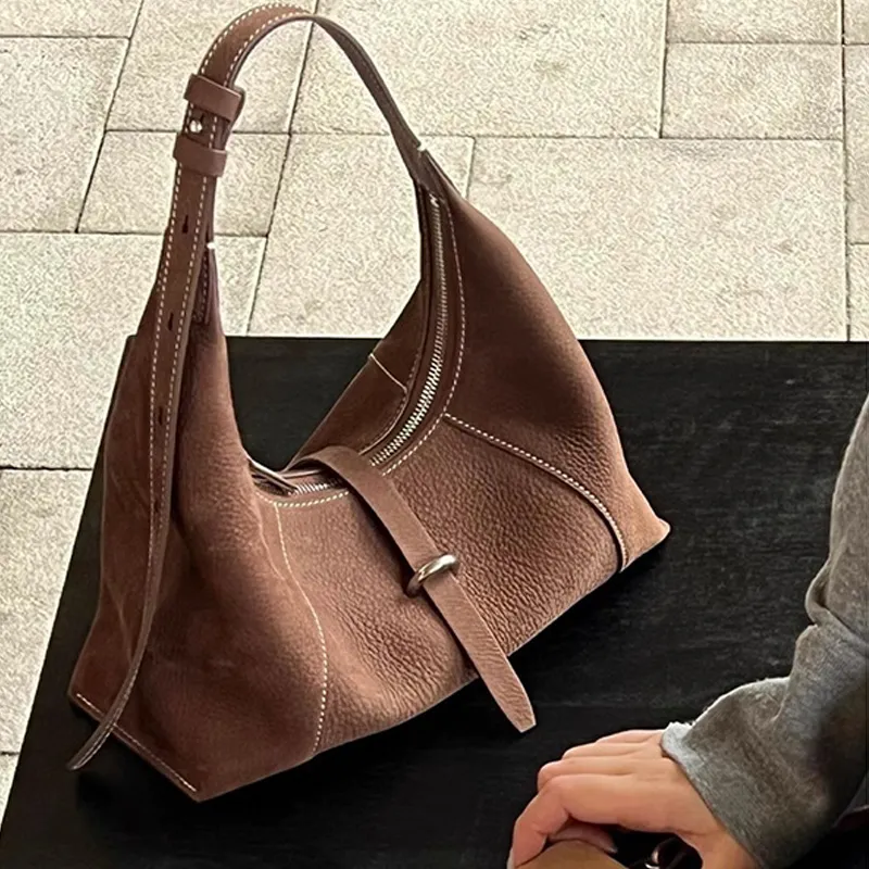 BEMIX PETS Suede Shoulder Bag Medium Size Women's Truffle-4