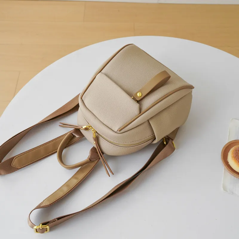 BEMIX PETS PU Backpack Small Size Women's Apricot Khaki-3