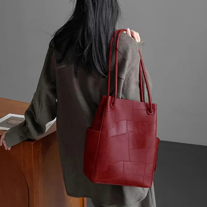 BEMIX PETS PU Bucket Bag, Handbag, Shoulder Bag Women's Red-2