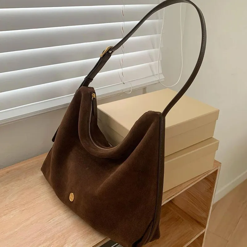 BEMIX PETS Suede Shoulder Bag Large Size Women's Coffee-2