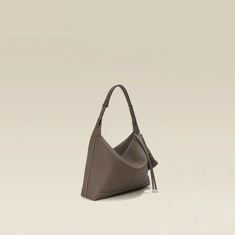 BEMIX PETS Top Grain Cow Leather Shoulder Bag Women's Black/Elephant Gray-7