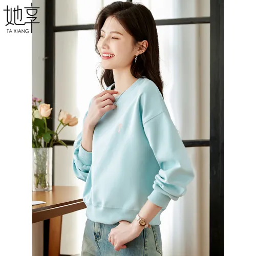She Enjoys Sweatshirt Women's Light Gray Blue