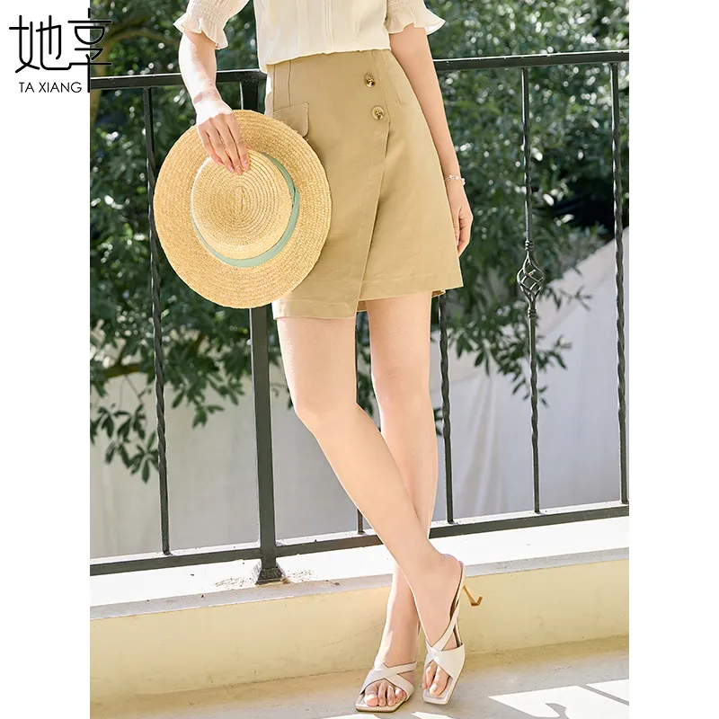 She Enjoys Casual Short Skirts Women's Light Khaki-4