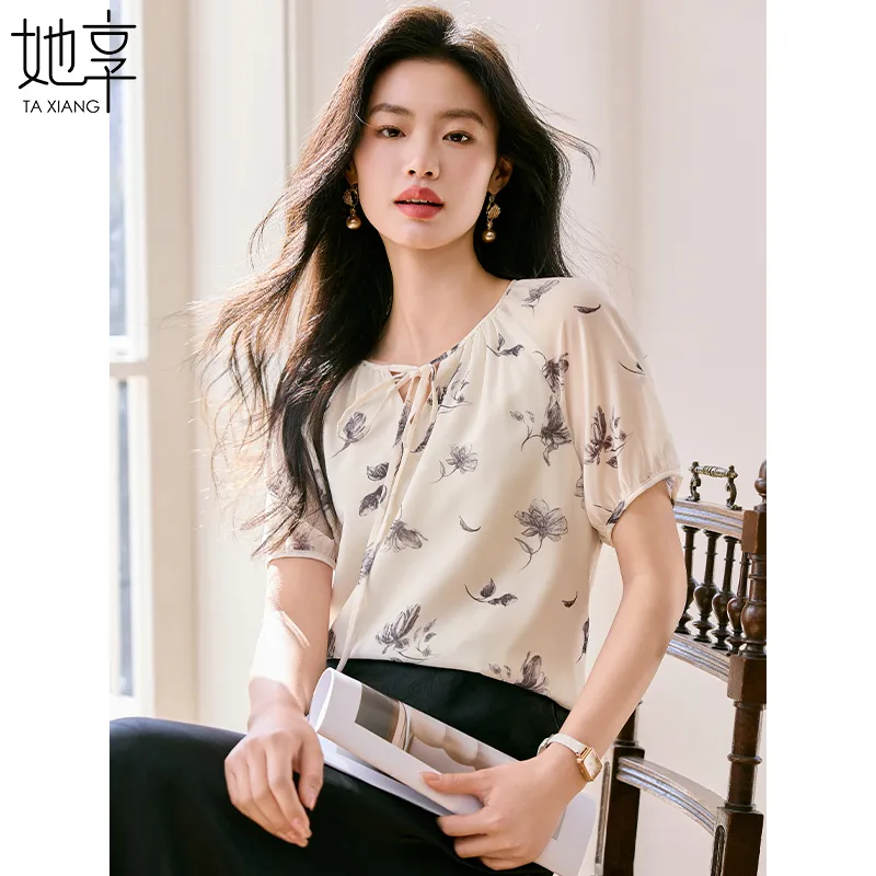 She Enjoys Chiffon Shirt Women's Ecru-3