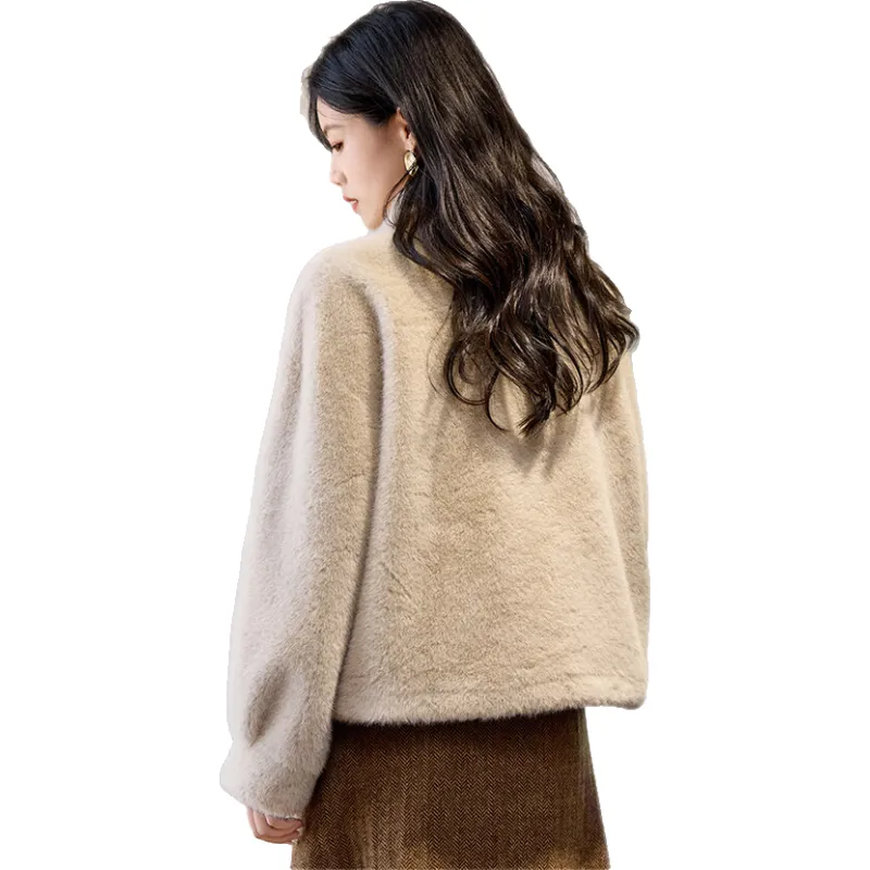 She Enjoys Cropped Coats Women's Apricot-1