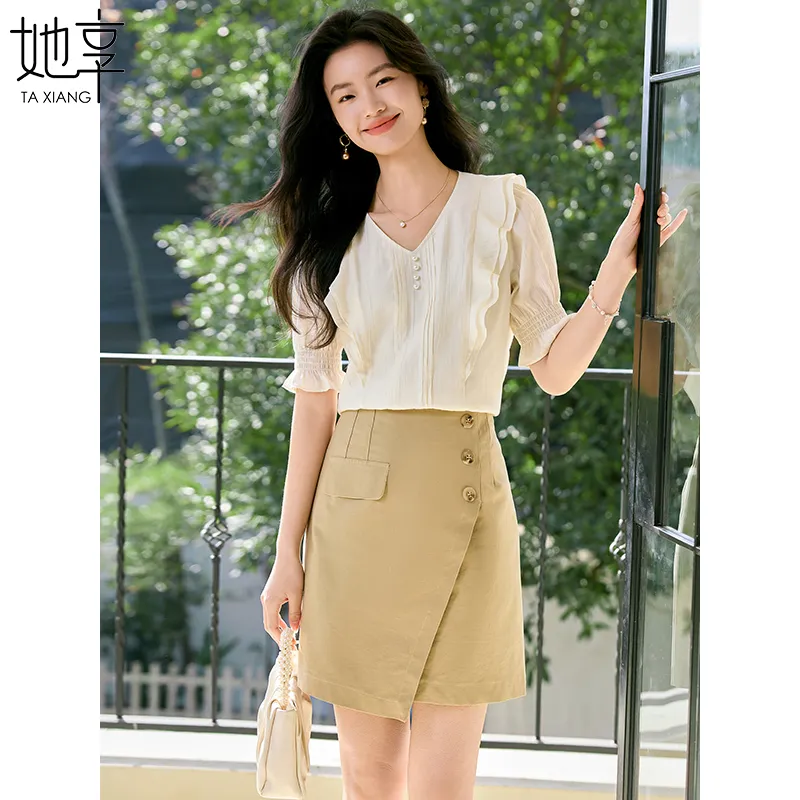 She Enjoys Casual Short Skirts Women's Light Khaki-3