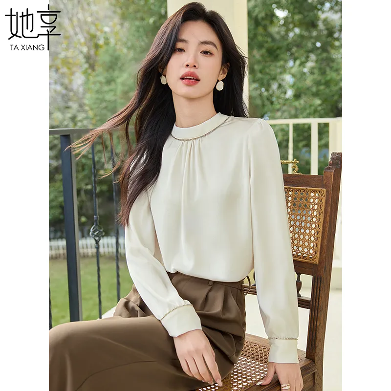 She Enjoys Chiffon Shirts Women's Milk White-3