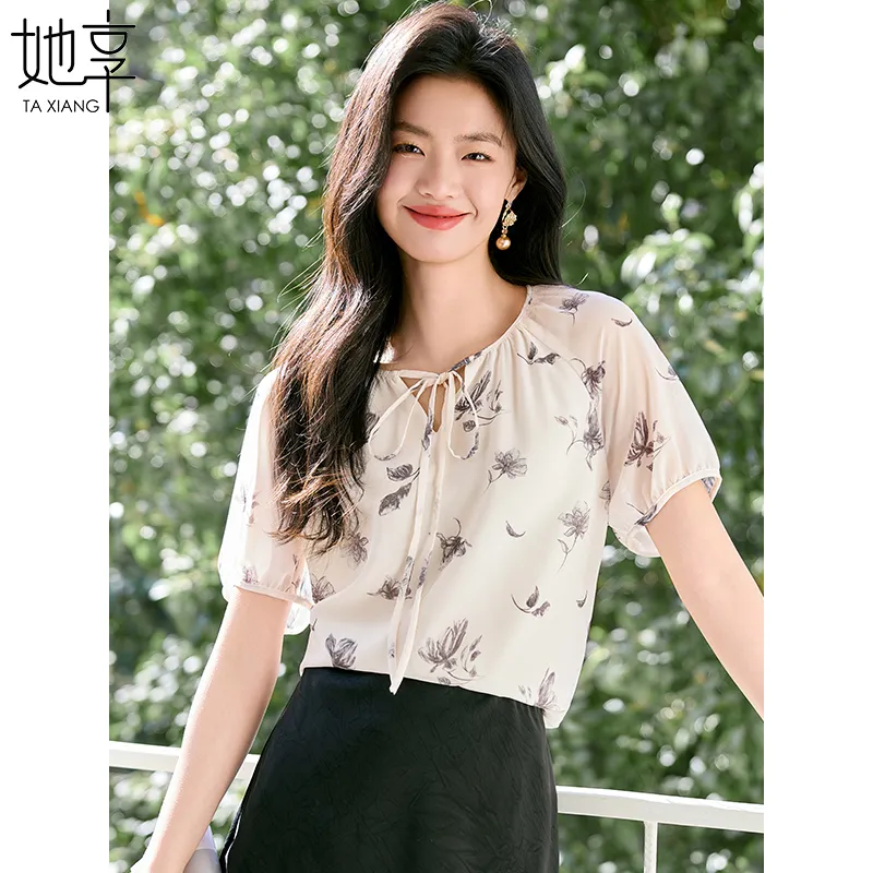 She Enjoys Chiffon Shirt Women's Ecru-2
