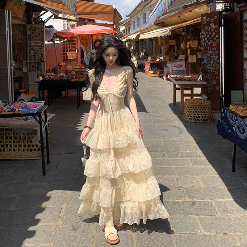 Manekniv Sleeveless Dress Women's Apricot-5