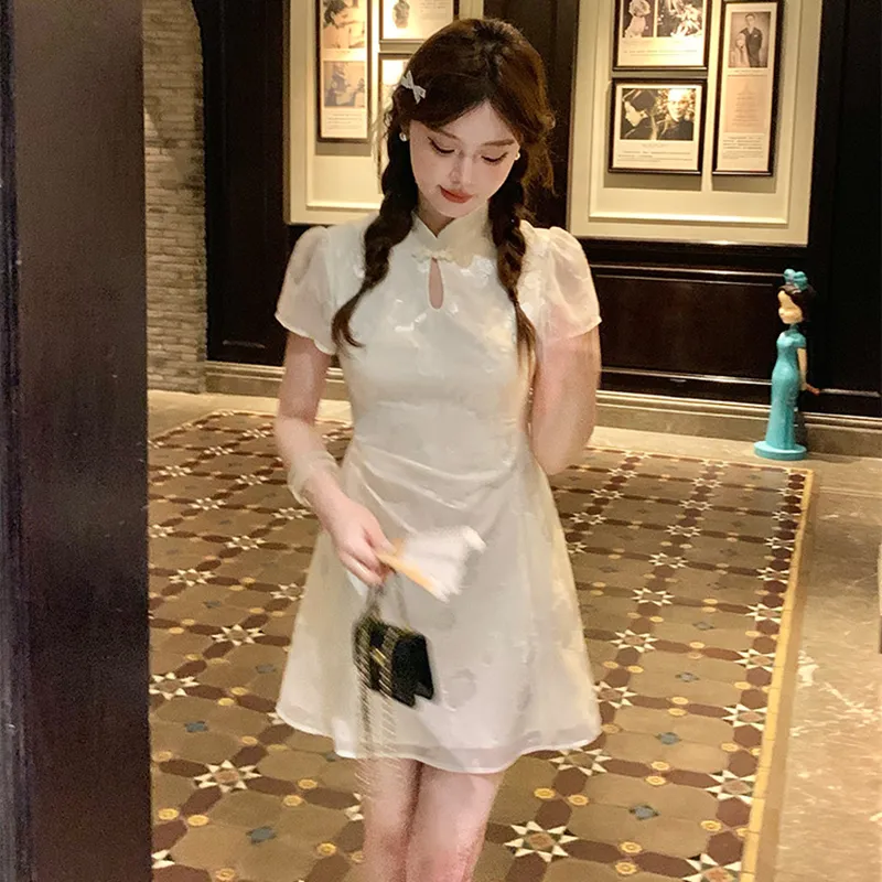 Pa33word Short Sleeved Dress Women's Beige Apricot-19
