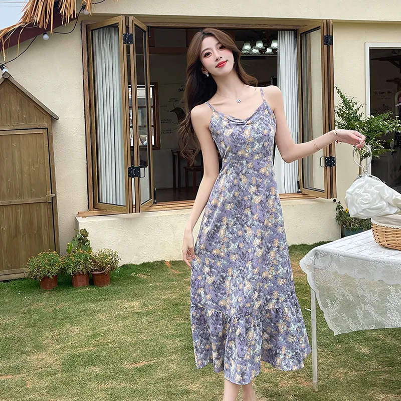 Manekniv Slip Dresses Women's Purple Floral-2
