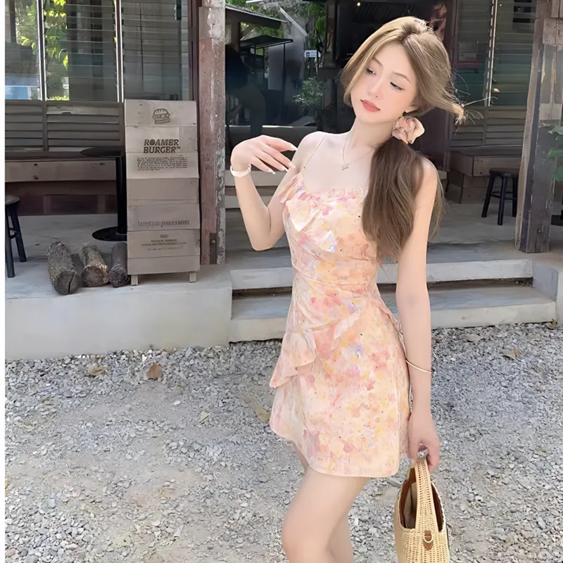 Manekniv Slip Dress Women's Oil Painting Multicolor-3