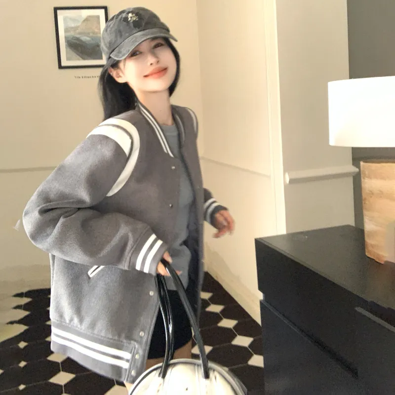Manekniv Baseball Jacket Women's Gray-3