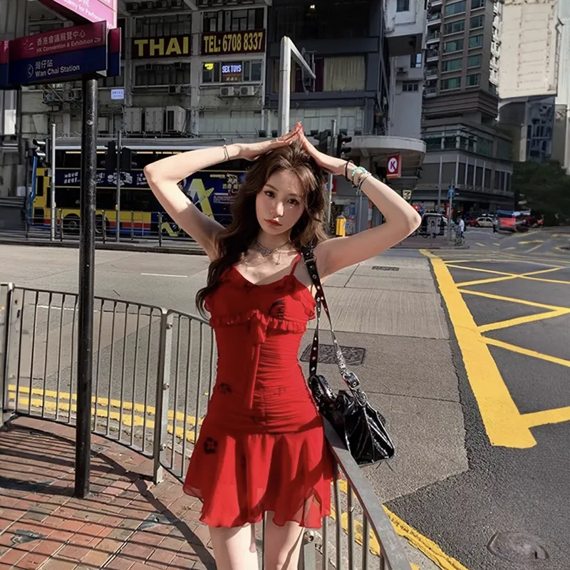 Manekniv Slip Dresses Women's Red-4