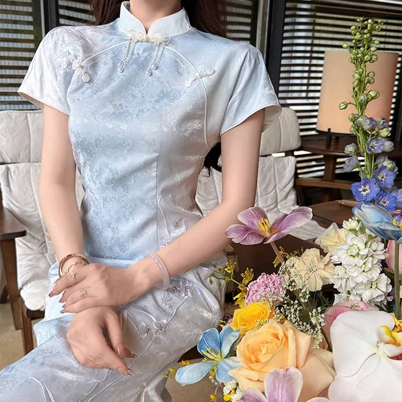 Manekniv Short Sleeved Dress Women's Blue-5