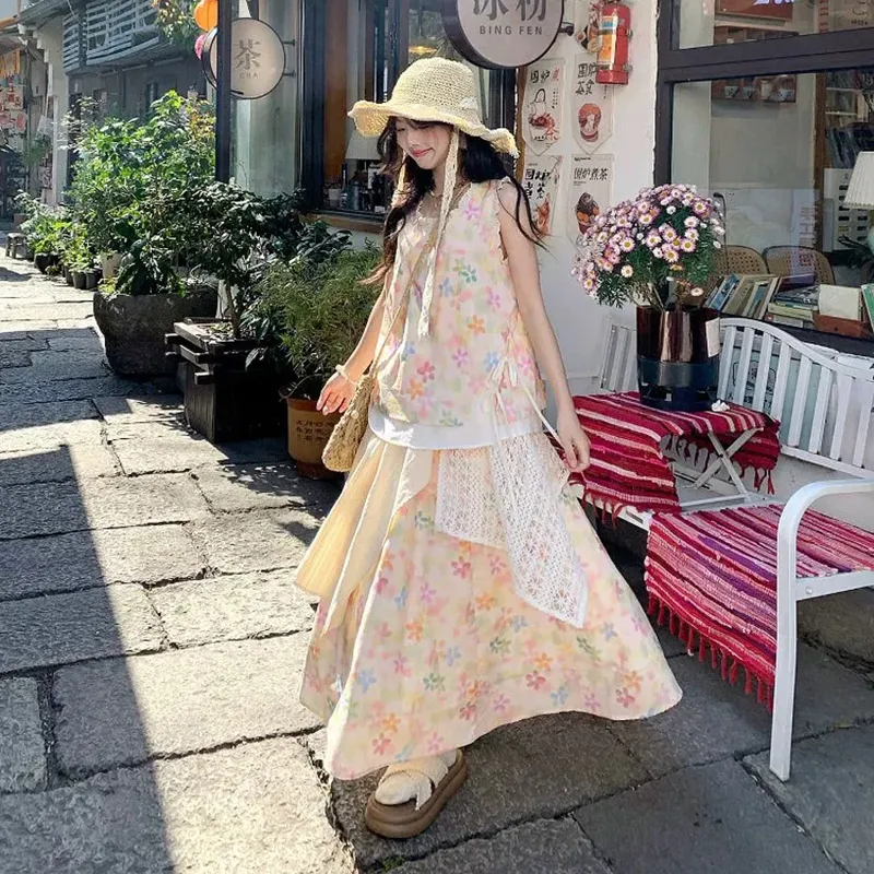 Manekniv Two Piece Skirt Sets Women's Floral Clothing Sets-2