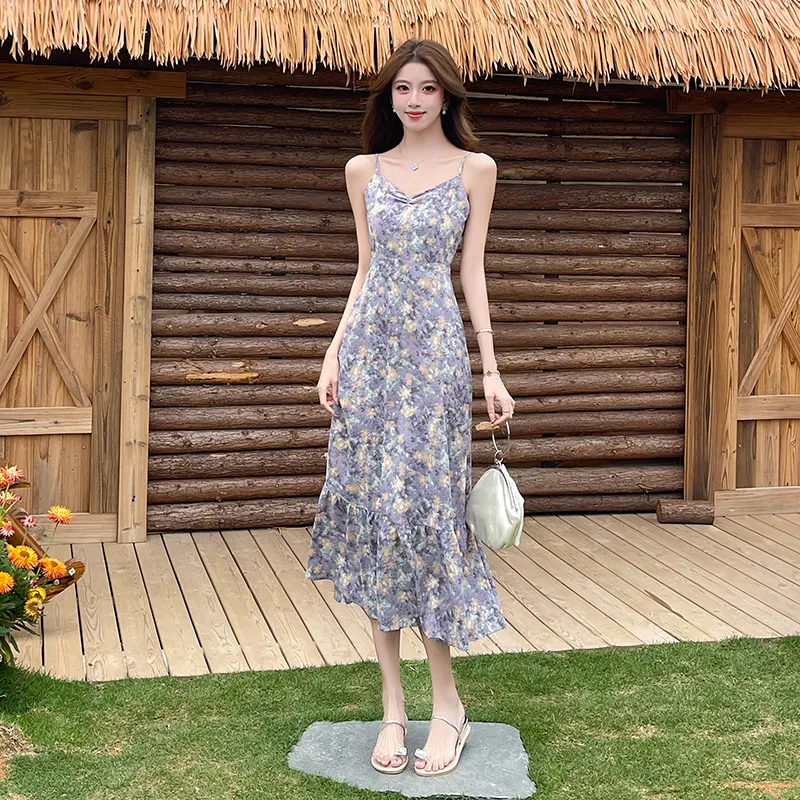 Manekniv Slip Dresses Women's Purple Floral-6