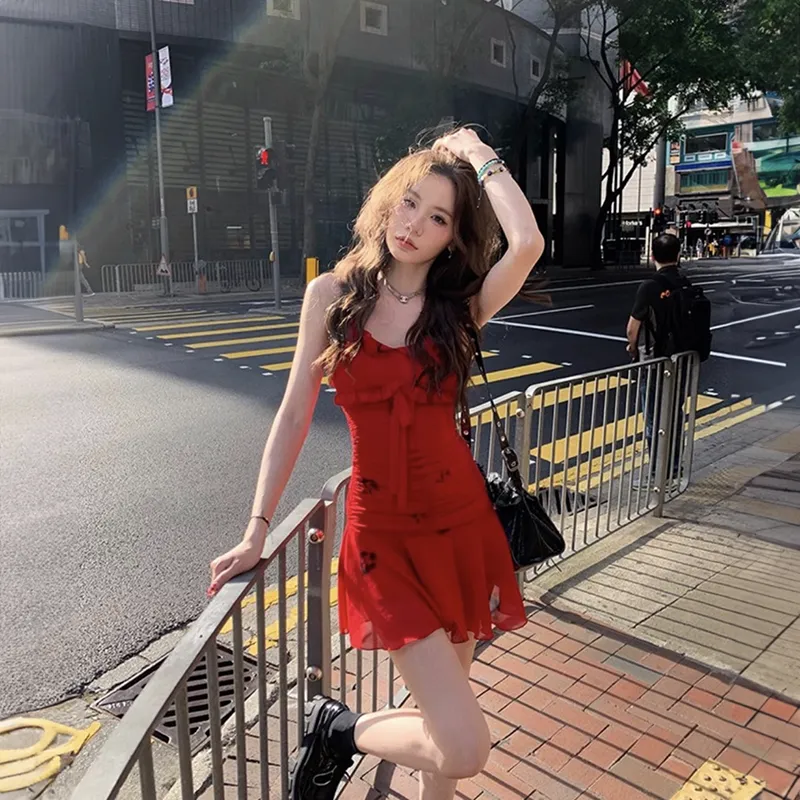 Manekniv Slip Dresses Women's Red-3