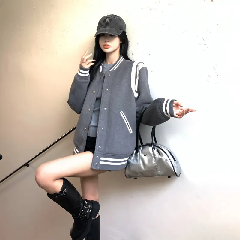 Manekniv Baseball Jacket Women's Gray-4