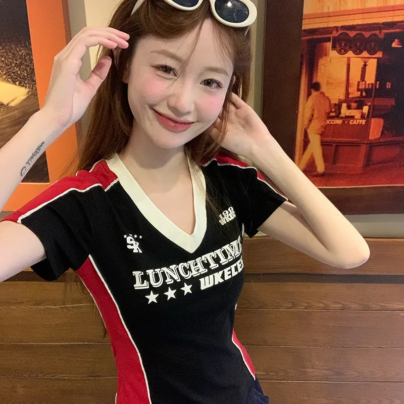 Manekniv T Shirts Women's Black & Red-3