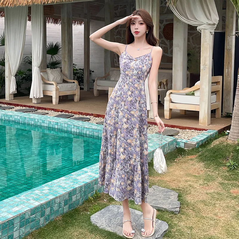 Manekniv Slip Dresses Women's Purple Floral-3