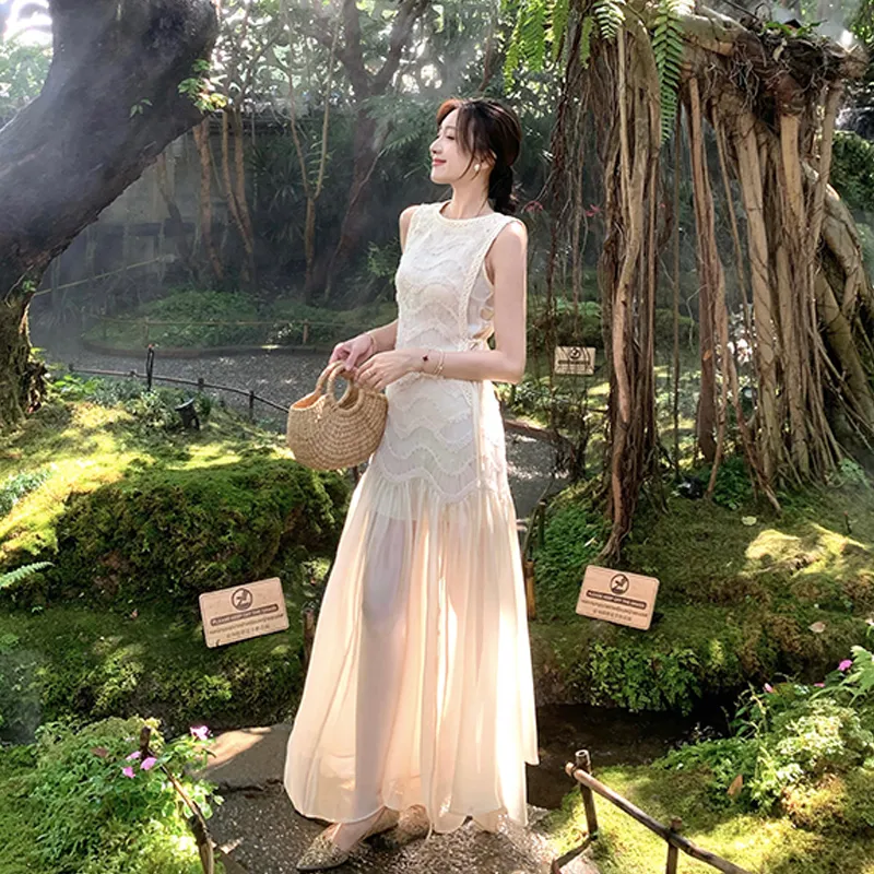 Manekniv Sleeveless Dress Women's Beige Apricot-2