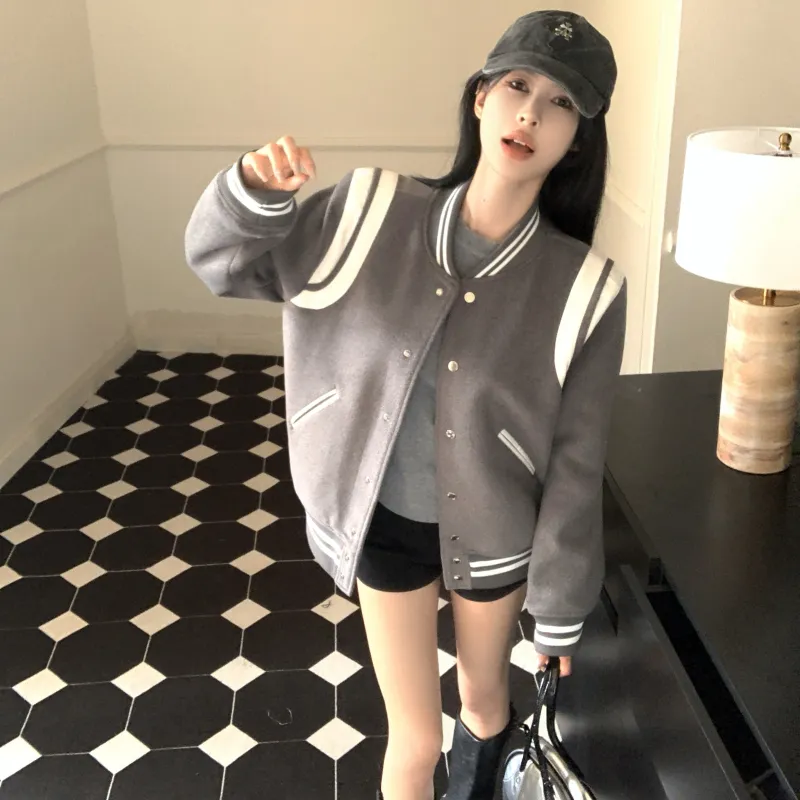 Manekniv Baseball Jacket Women's Gray-2