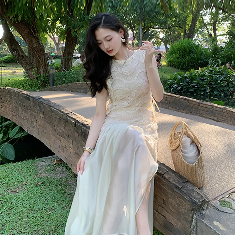 Manekniv Sleeveless Dress Women's Beige Apricot-6
