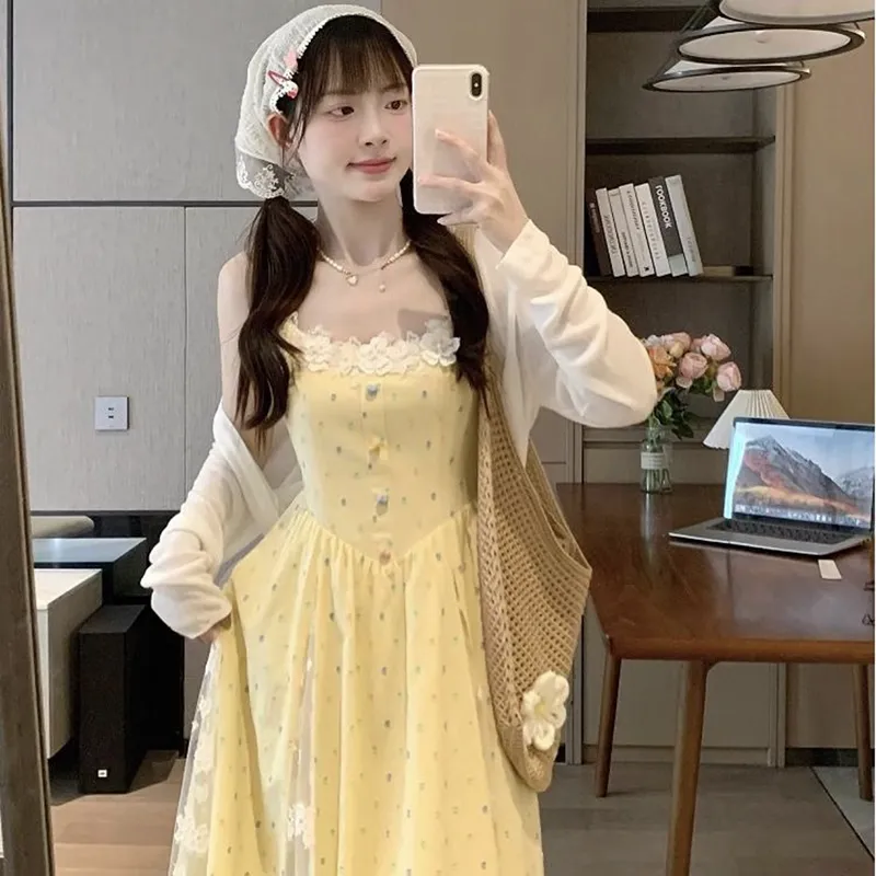 Manekniv Slip Dresses Women's Yellow Sundress-4