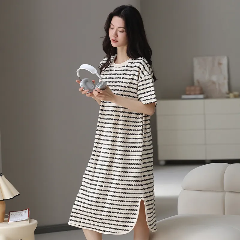 MIIOW Nightgown Women's Black White-7