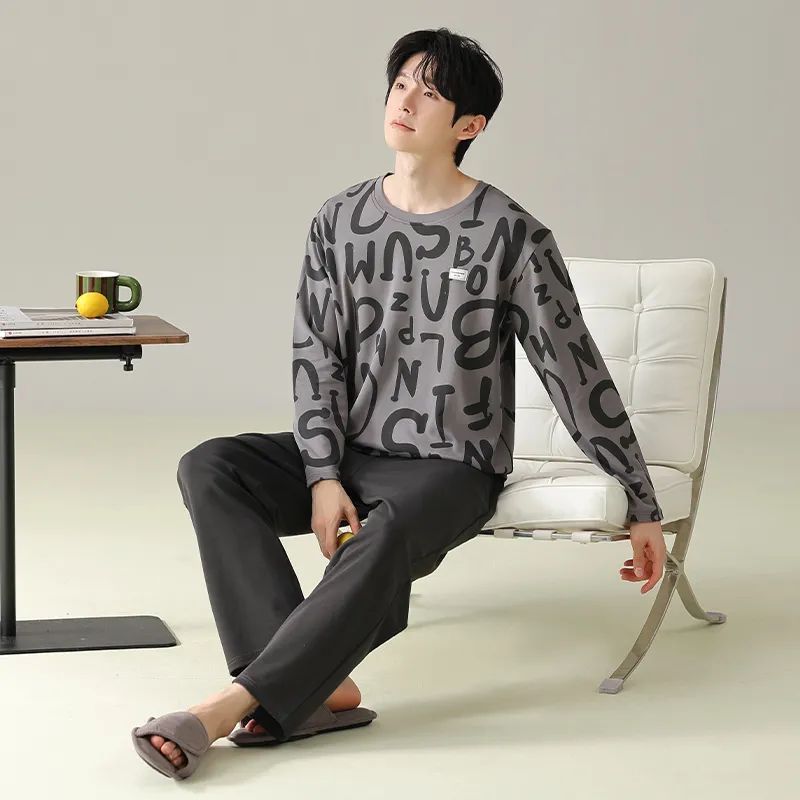 MIIOW Pajama Set Men's Gray Brown-4