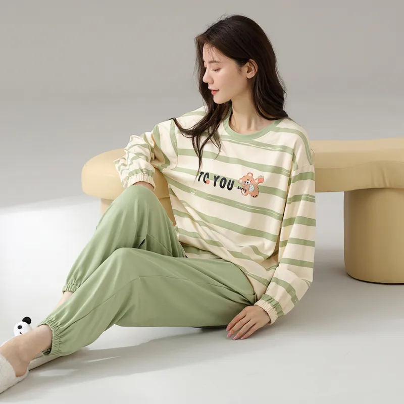 MIIOW Pajama Set Women's Apricot Green-1