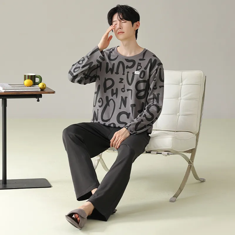 MIIOW Pajama Set Men's Gray Brown-5
