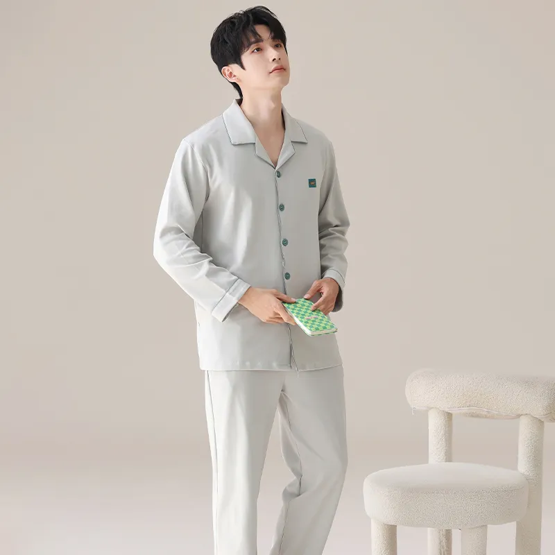 MIIOW Pajama Set Men's Gray White-6