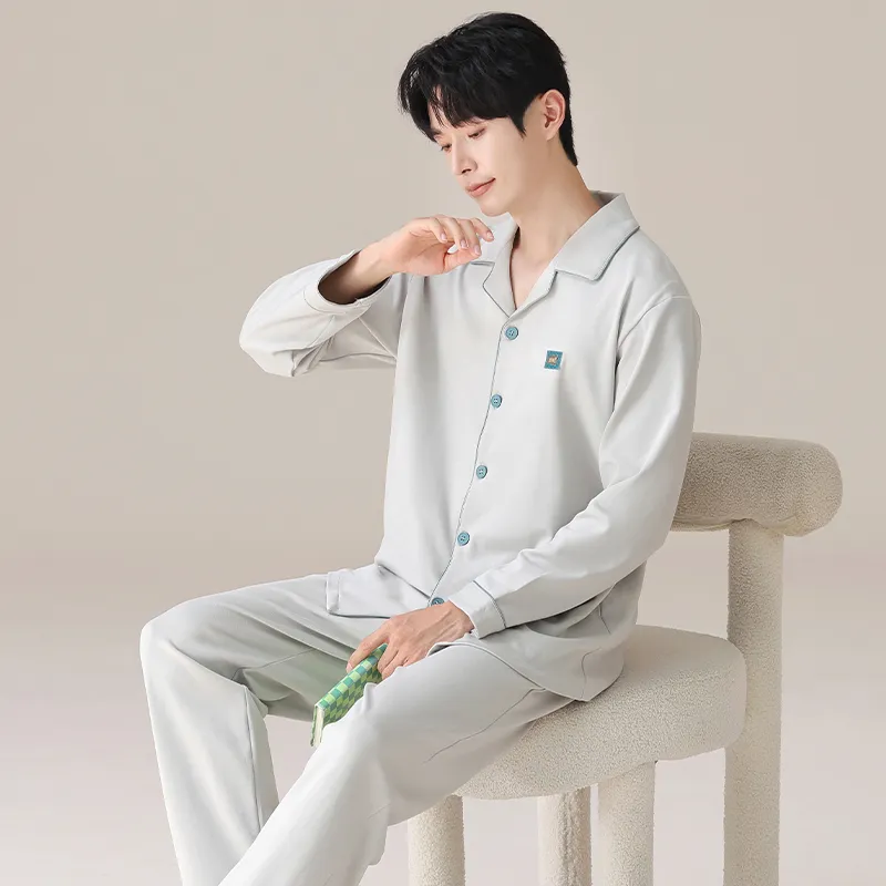 MIIOW Pajama Set Men's Gray White-3