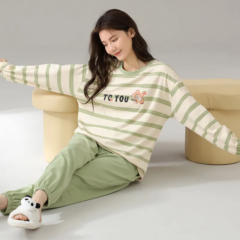 MIIOW Pajama Set Women's Apricot Green-2
