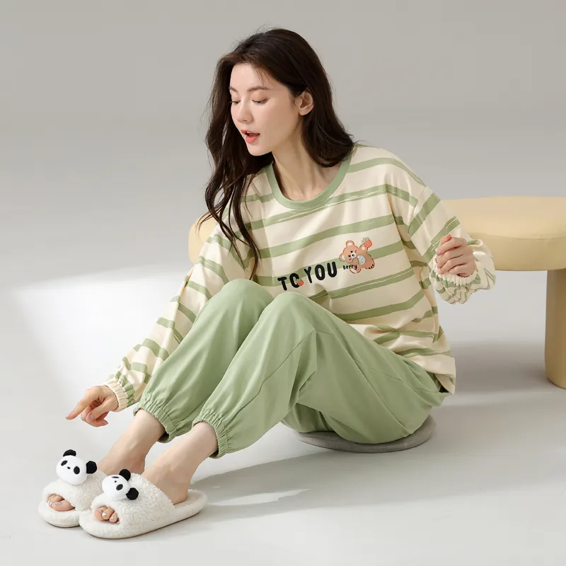 MIIOW Pajama Set Women's Apricot Green-3