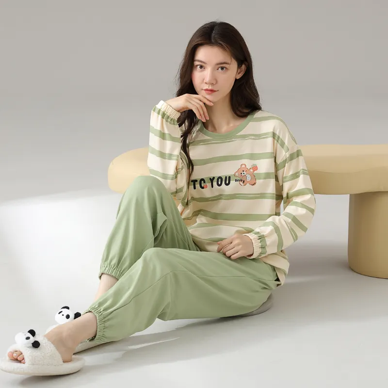 MIIOW Pajama Set Women's Apricot Green-4