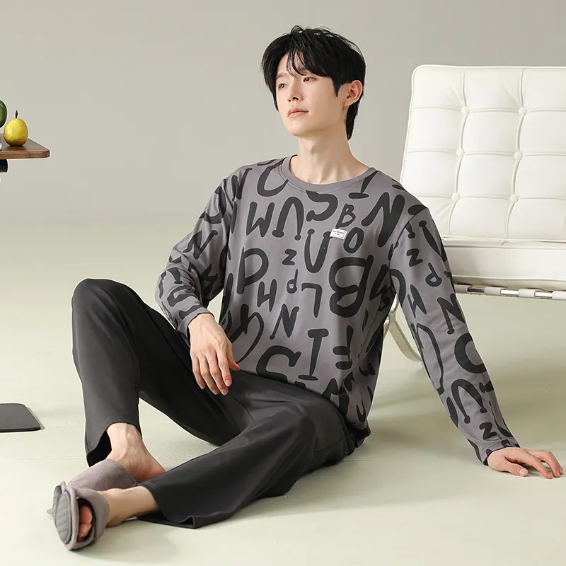 MIIOW Pajama Set Men's Gray Brown-2