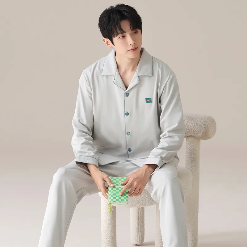 MIIOW Pajama Set Men's Gray White-1