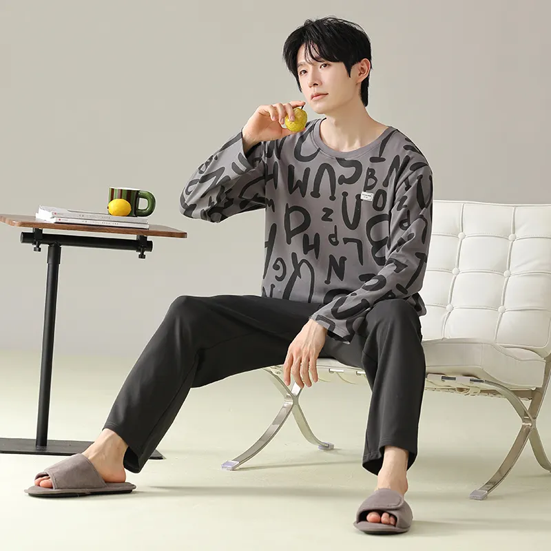 MIIOW Pajama Set Men's Gray Brown-6