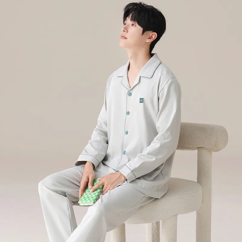MIIOW Pajama Set Men's Gray White-5
