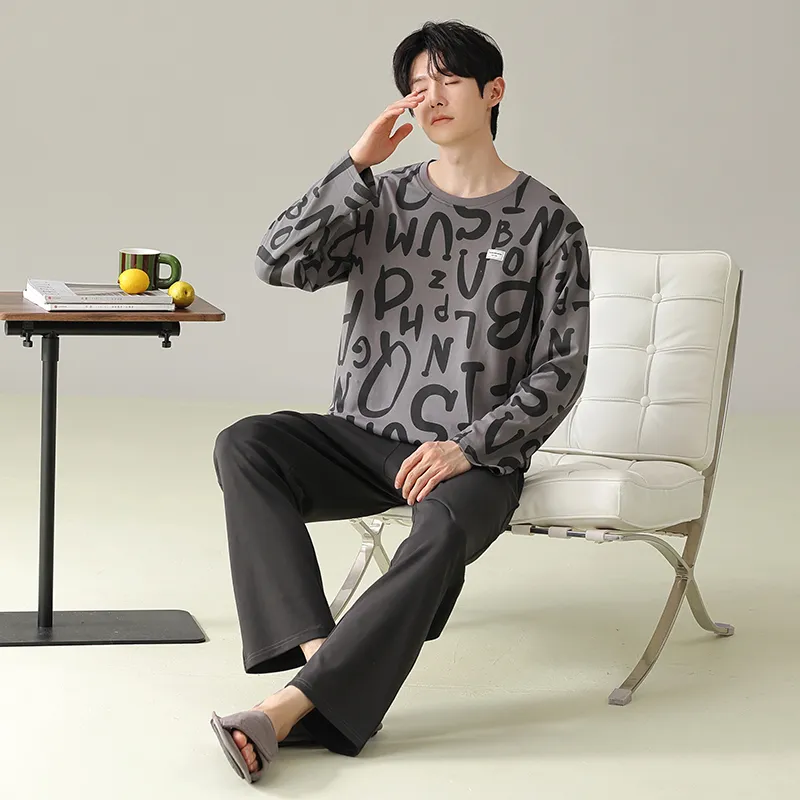 MIIOW Pajama Set Men's Gray Brown-3