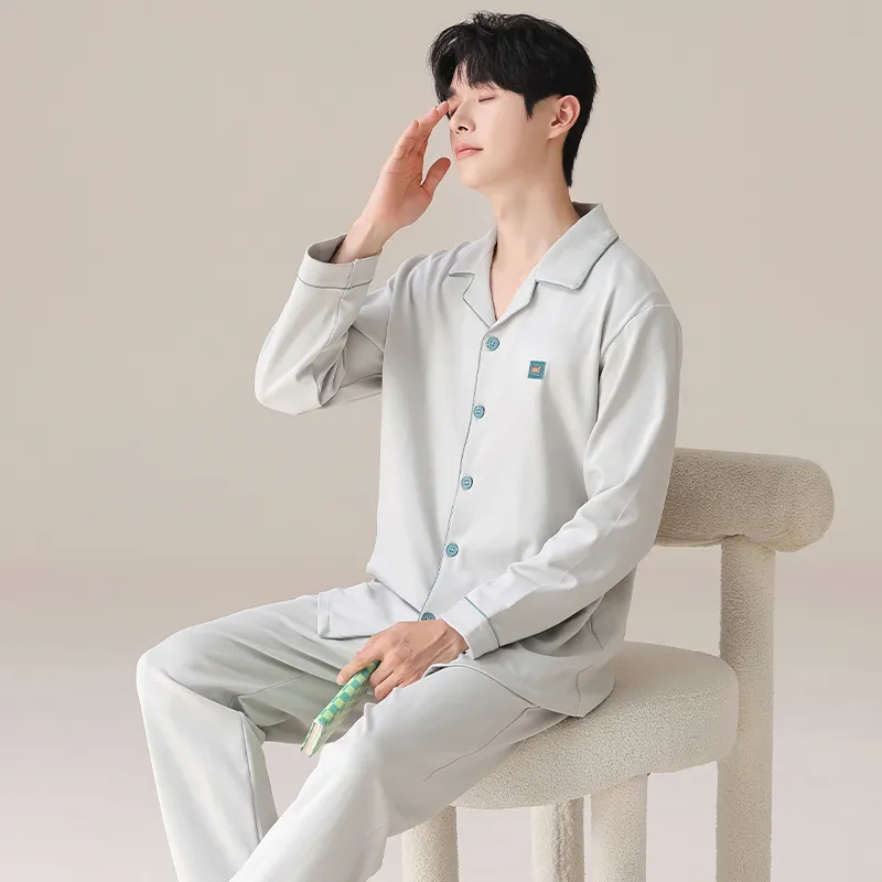 MIIOW Pajama Set Men's Gray White-4