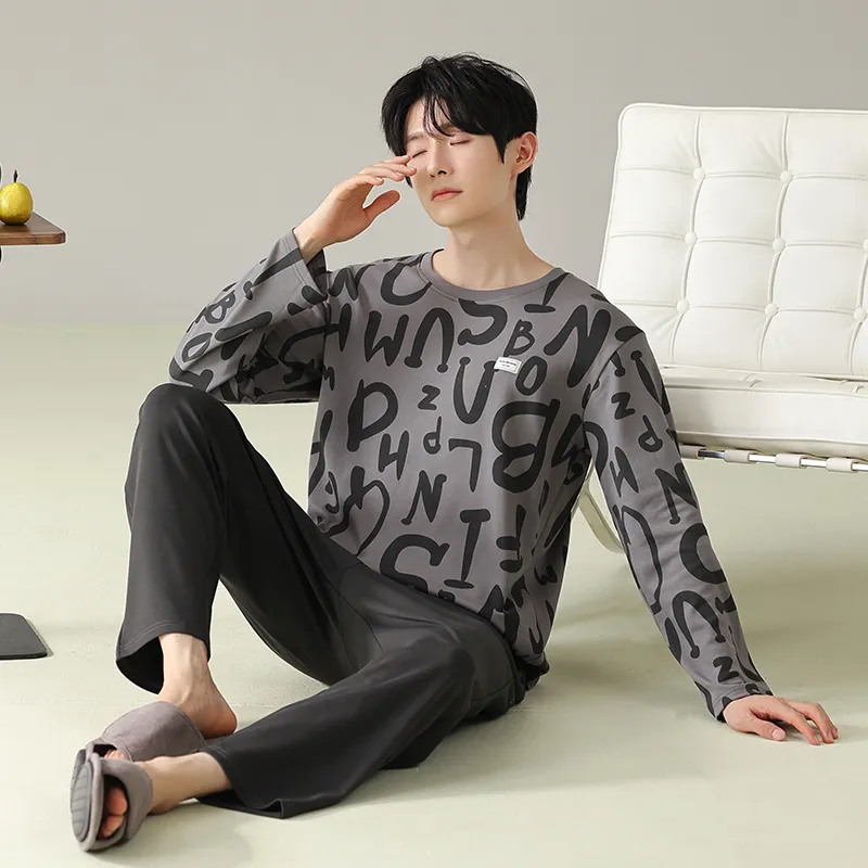 MIIOW Pajama Set Men's Gray Brown-1